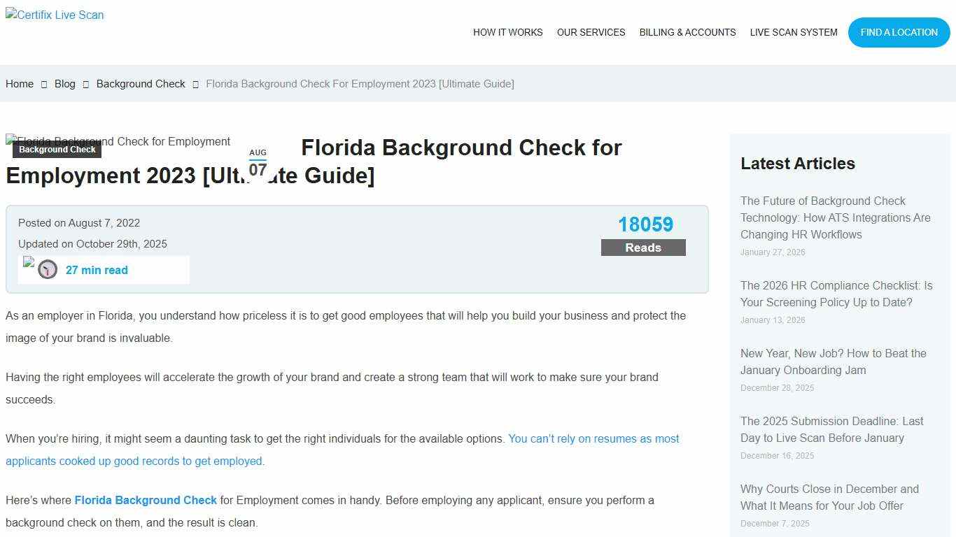 Florida Background Check for Employment 2023 [Ultimate Guide] - Certifix Blog: Live Scan & Background Check Insights